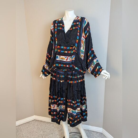 Vintage Essell Denmark Set Bold 80s Two Piece Skirt Jacket Abstract Print - Picture 1 of 9